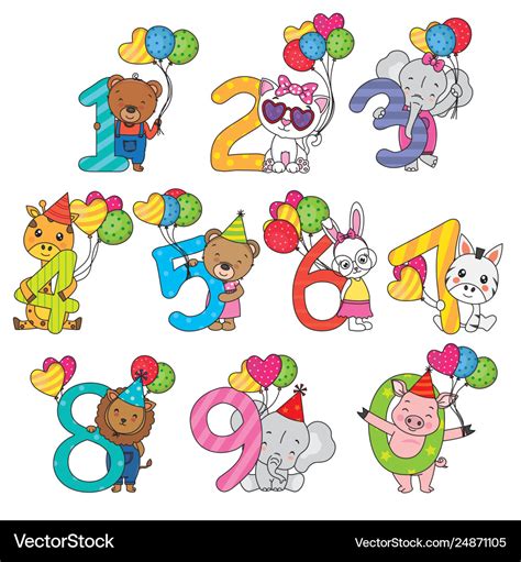 Animals with numbers from 1 to 10 Royalty Free Vector Image