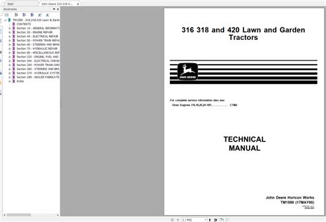 John Deere 316, 318, 420 Tractor Technical Manual TM1590 & CTM2