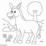 Donkey In The Meadow coloring Page sketch template