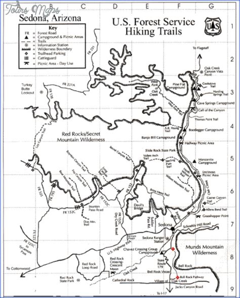 Sedona Hiking Trails Map - ToursMaps.com