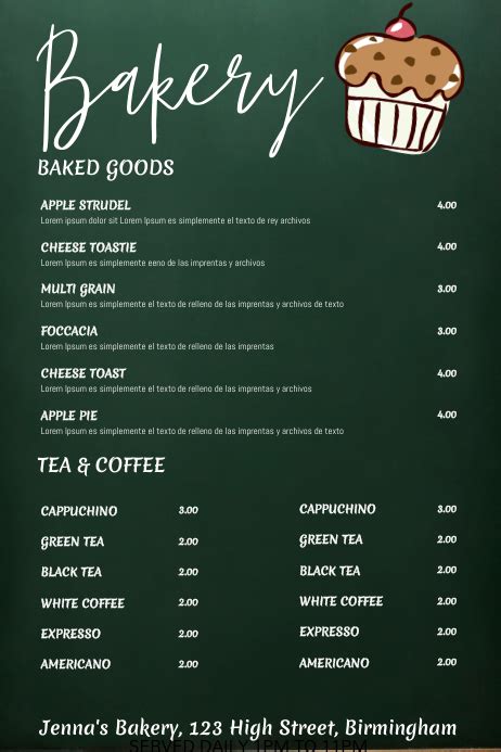 Bakery Desserts Menu Template | PosterMyWall