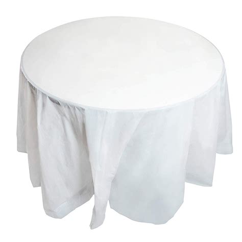 12-Pack White Plastic Tablecloth, Round 84-Inch Disposable Birthday ...