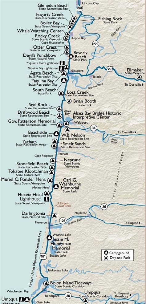 Map Of Oregon Coast Campgrounds - Map Of Counties Around London