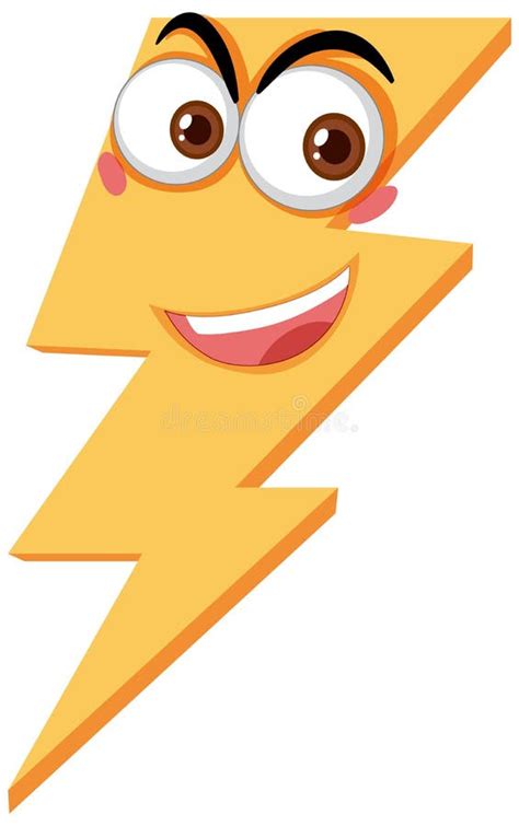 Lightning Bolt Cartoon Character with Face Expression on White ...