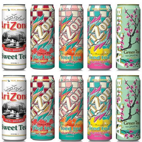 Buy AriZona Tea 5 Flavors Variety Pack Natural Flavors Big Can, 23 Fl Oz (Pack of 10) Online at ...