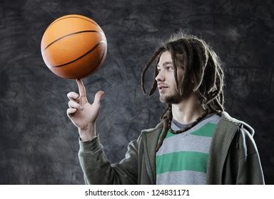 Portrait Young Man Spinning Basketball On Stock Photo 124831171 ...