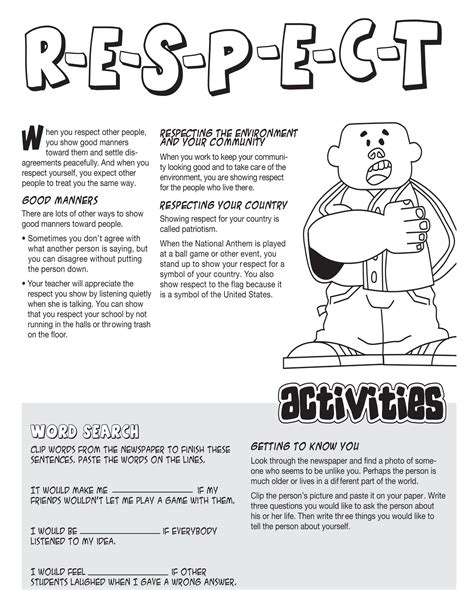 Respect Printable Worksheets - Printable Word Searches