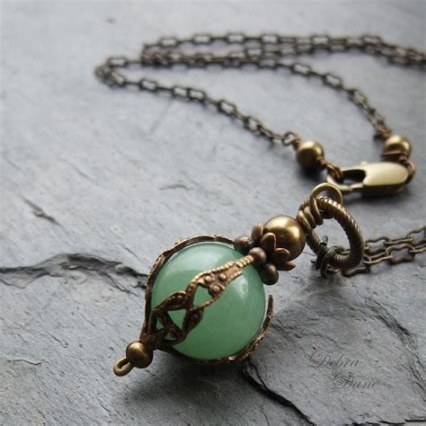 Green Aventurine Necklace Safe Traveller Pendant Moss Green Natural ...