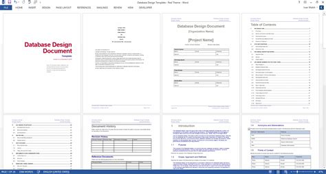 Database Design Document (MS Word Template + MS Excel Data Model)