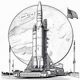 Rocket Coloring Book Printable Ship Pages For Kids  sketch template