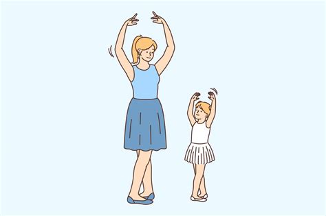 Female teacher and child ballet dancing Stock Image | VectorGrove - Royalty Free Vector Images ...