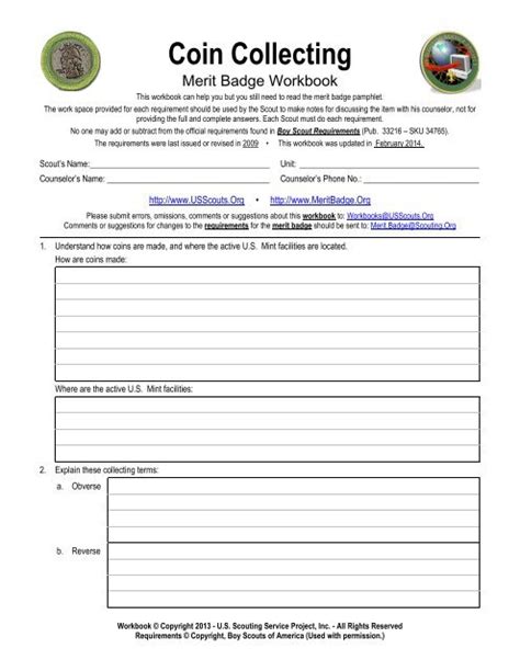 Coin Collecting - Merit Badge Workbook - US Scouting Service Project