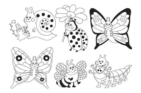 Insects Set by Tanita_B on @creativemarket | Insect clipart, Black and white cartoon, Clip art