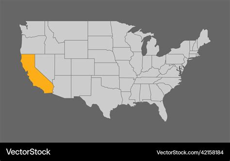 Map of the united states with california highlight