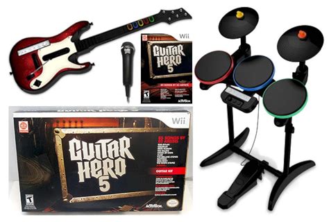 NEW Nintendo Wii Wii-U Guitar Hero 5 BAND SET Kit w/Drums+Mic+Guitar Game Bundle | eBay