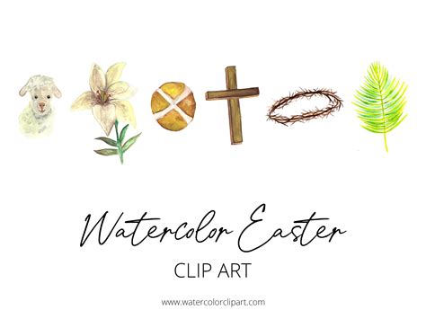 Christian Easter Clipart, Watercolor Easter Clipart, Watercolor Cross ...