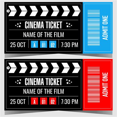 Cinema ticket vector design template in the form of cinematography ...