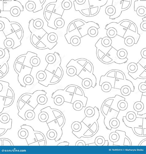 Seamless Pattern Background Car. Toy Transport Vector. Coloring Book ...