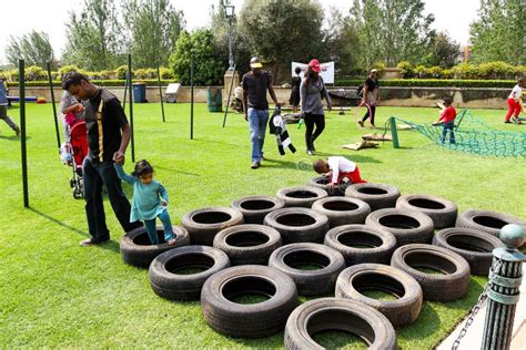 Kids Having Fun at Military Style Boot Camp Out Outdoor Funfair ...