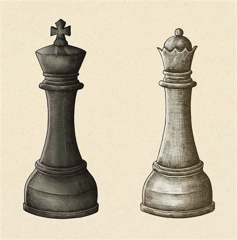 Hand-drawn chess king and queen illustration | free image by rawpixel ...