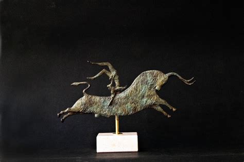 Greek Minoan Bull Leaping Bronze Statue Crete Museum Replica - Etsy