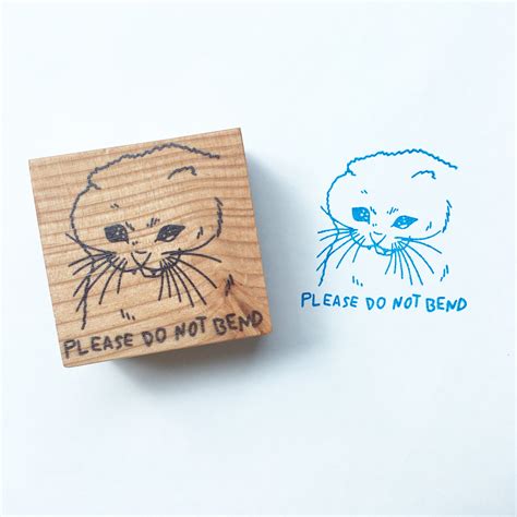 Crying Cat Meme Pwease Do Not Bend Wooden Stamp Happy Mail Cat Stamp, Funny Cat Mailer, Please ...