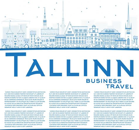 Outline Tallinn Skyline with Blue Buildings and Copy Space. 9361069 ...