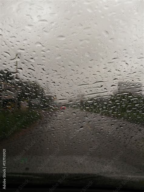 Rain on window car Stock Photo | Adobe Stock