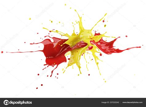 Red Yellow Paint Splash Explosion Splashing Each Other Isolated White Stock Photo by ©Pixelchaos ...