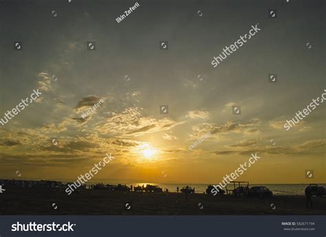 Beautiful Blazing Sunset Landscape Caspian Sea Stock Photo 582671194 ...