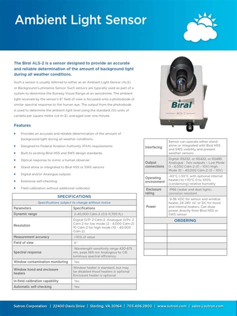 Ambient Light Sensor-Datasheet | Sensor | Light