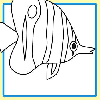 Tropical Fish Clip Art - Color in Clown Fish, Discus Ocean Animals Clip ...