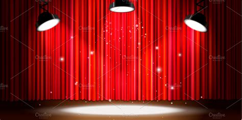 Red curtain with bright spotlight | Custom-Designed Illustrations ~ Creative Market