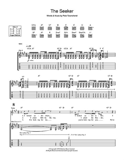 The Who The Seeker sheet music, notes and chords. This Rock score includes 7 page(s). Transpose ...