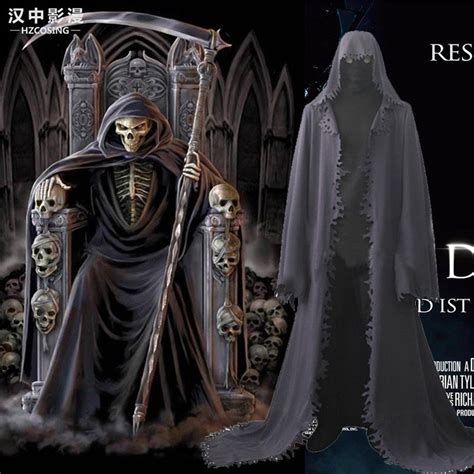 Grim Reaper Cosplay Costume Halloween Full Suit Clothing Black Cloak Customized | eBay