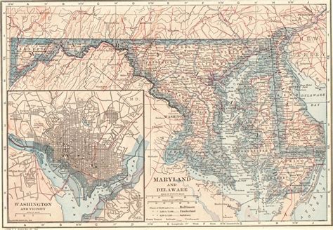 1917 Antique Map of Maryland Vintage Maryland State Map Gallery Wall 5595 | Delaware map, Usa ...