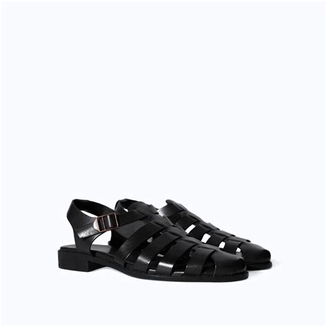 Zara Leather Sandal in Black for Men | Lyst