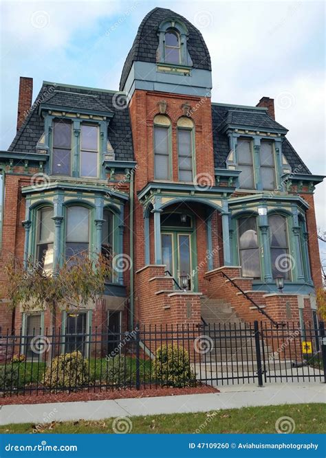 Detroit: Old Brick Victorian Home Editorial Image - Image: 47109260