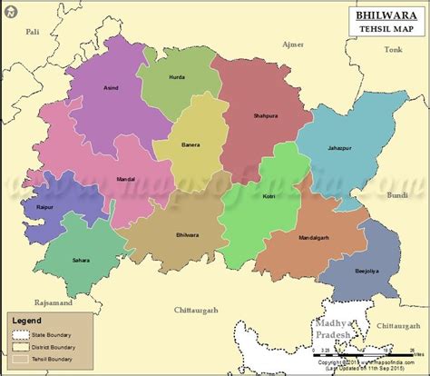 Get Tehsil Map of Bhilwara, highlights the name and location of all the ...