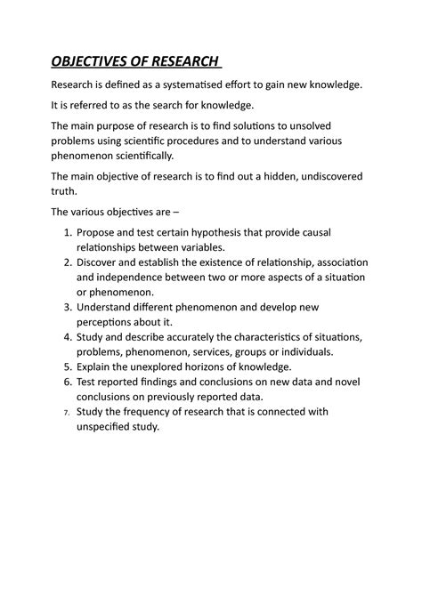 What Are The Objectives Of Research Pdf - Design Talk