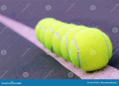 Tennis Balls Closeup on Hard Court Tennis Turf Stock Photo - Image of individual, lifestyle ...