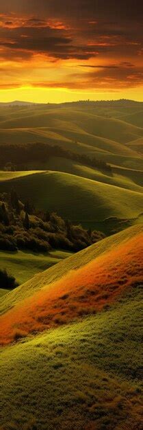 Premium AI Image | Sunset Rolling hills