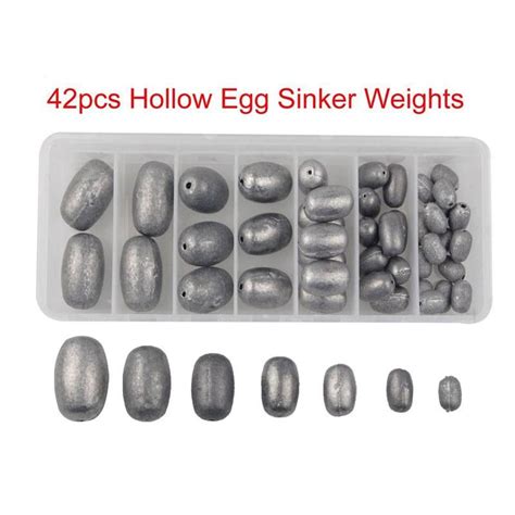 42pcs Egg Shape Fishing Sinker Weights Set 7 Sizes Freshwater & Saltwater Fishing Gear | Fishing ...