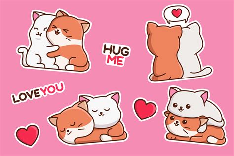 Cute Love Cat Cartoon Sticker 3407684 Vector Art at Vecteezy