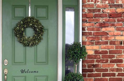 Front Door Colors for Brick Houses | Top Front Door Color Choices. Green front door with a ...