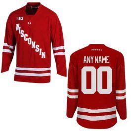 Wisconsin Badgers Under Armour Youth Custom Red Hockey Jersey | UWshop.com