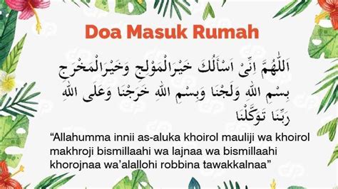 Dianjurkan Rasulullah, Berikut Bacaan Doa Masuk dan Keluar Rumah, Tulisan Arab dan Terjemahannya ...