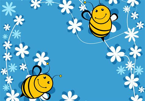 Cute Bee Blue Background 93480 Vector Art at Vecteezy