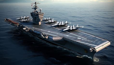 Premium AI Image | Carrier based aircraft launches and takes off