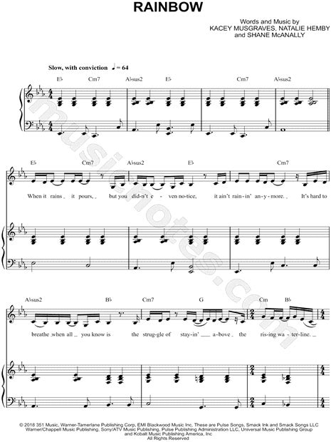 Kacey Musgraves "Rainbow" Sheet Music in Eb Major (transposable ...